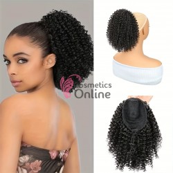 Extensie de par coada Afro Kinky Curly tip Mesa cu  elastic Brunet de 30 cm LSDP-301B